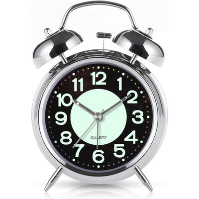 Super Loud Alarm Clock for Heavy Sleepers,4 Inches Twin Bell Alarm Clock with Backlight,Battery Operated,Silent Non Ticking,for Kids,Adults,Bedrooms