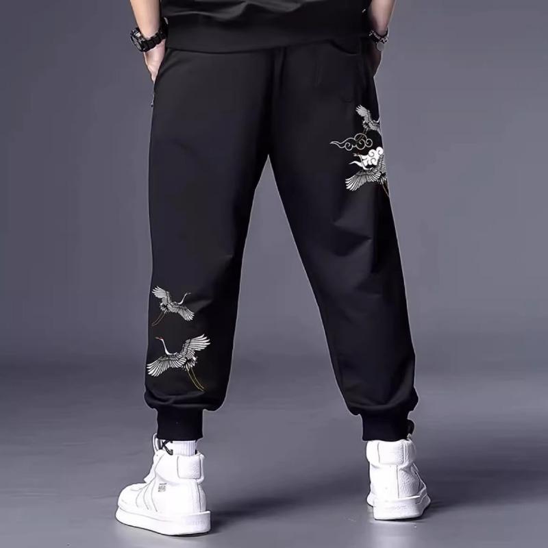 Trendy Oversized Men's Loose-Fit Straight-Leg Wide-Leg Casual Stretch Sports Trousers with Drape