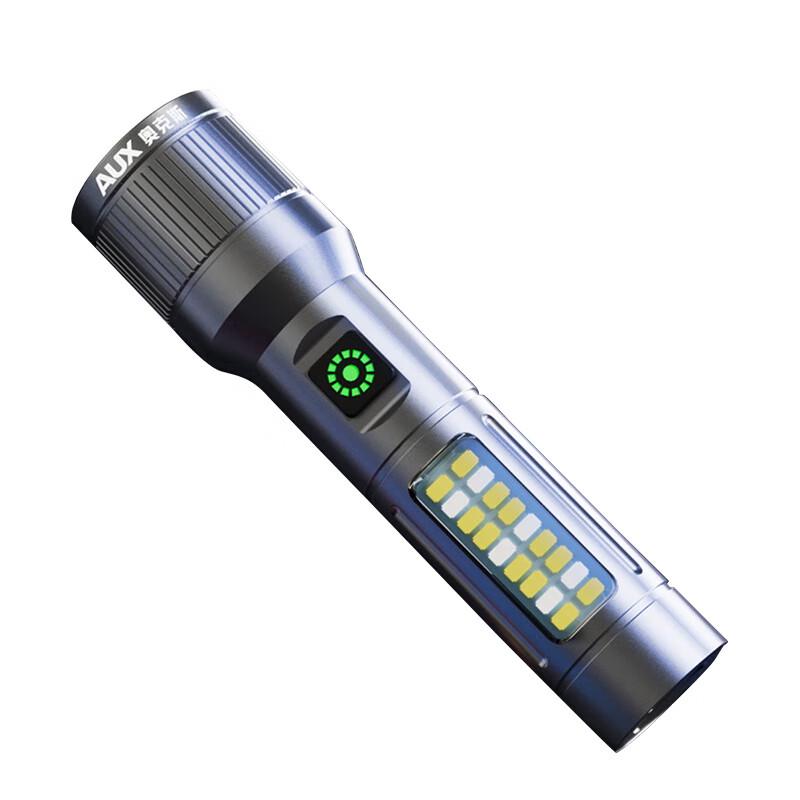 AUX High-Power Zoom Flashlight with Warning Side Light