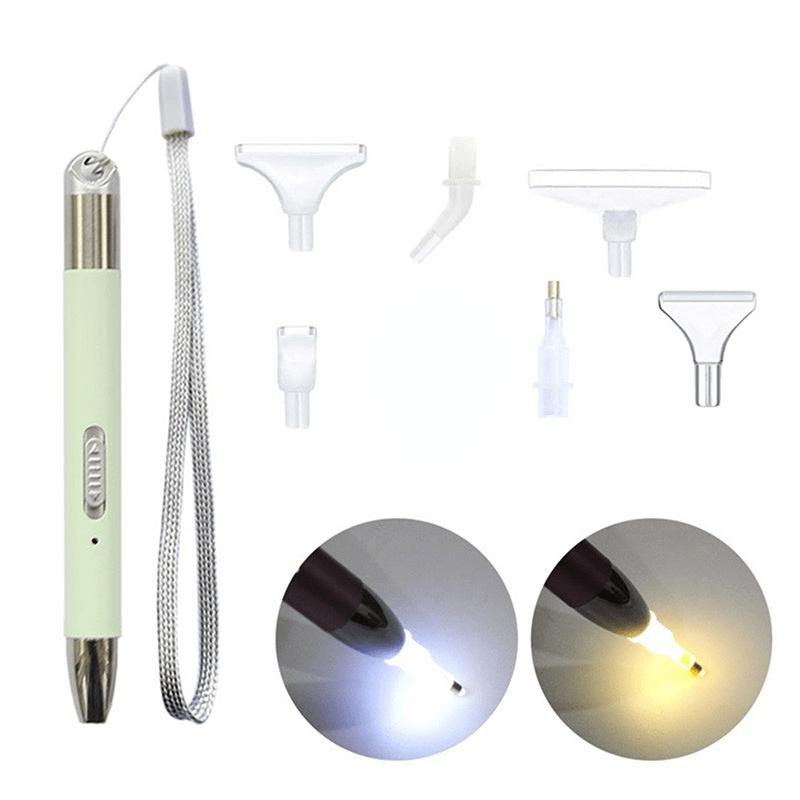 1 Sada USB Dobíjecí 5D Diamantová Malba Bodovací Vrtací Pero Sada Nástrojů DIY Svítící Výšivka Diamantová Kresba Vrtací Pero