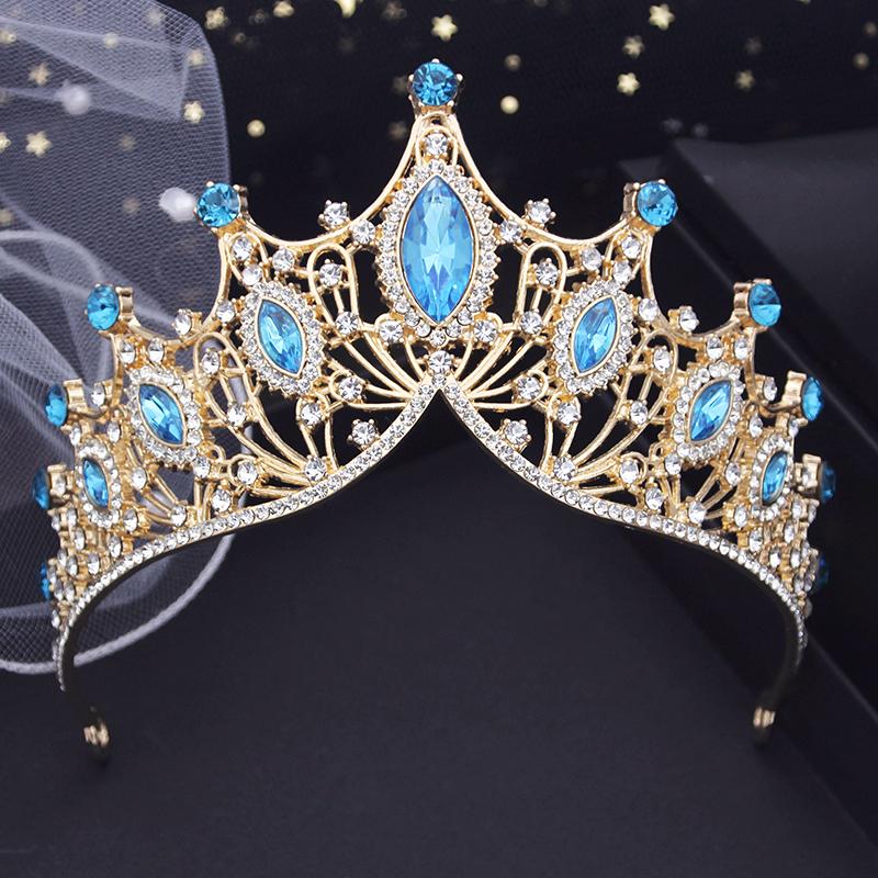 Bridal Headwear Wedding Tiaras Green-Colour Ladies Party Crown Luxurious Birthday Headdress Bride Hair Jewelry Accessory