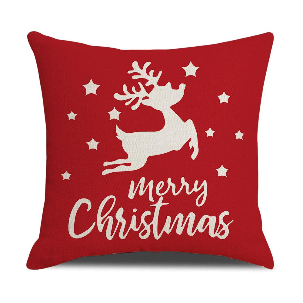 Cartoon Printed Linen Pillow Cover Home Christmas Series Sofa Cushion Cover Cushion Cover