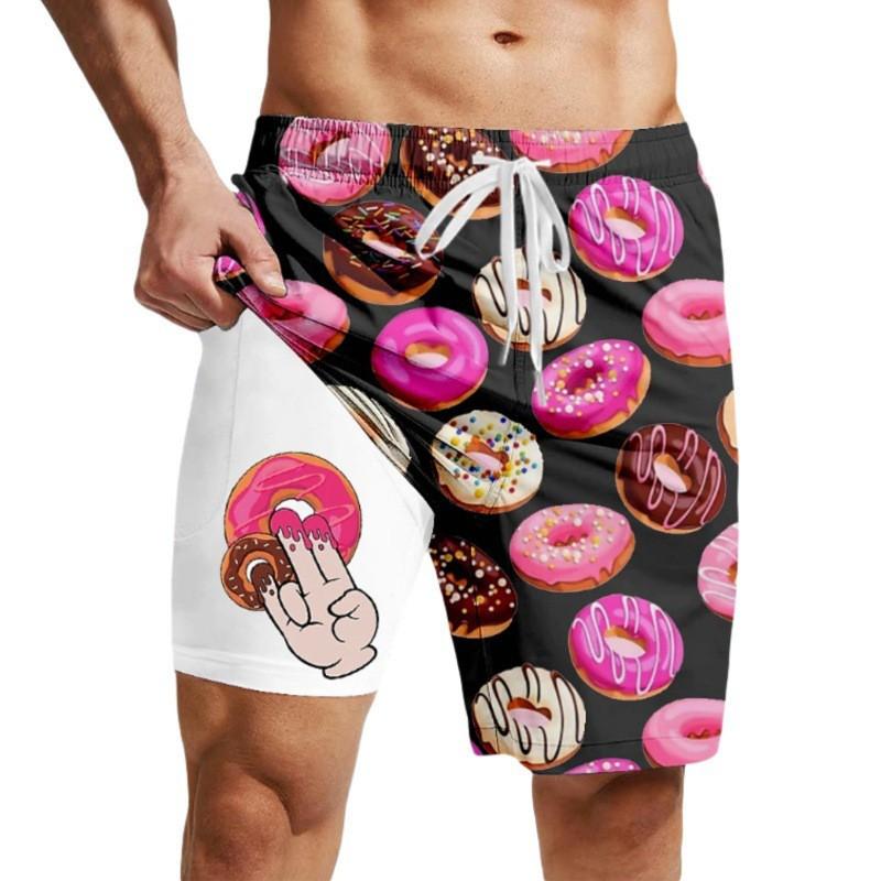 Mens Quick-Dry Board Shorts Swim Trunks With Print Design Beach Surfing Swimming Outdoor Activities