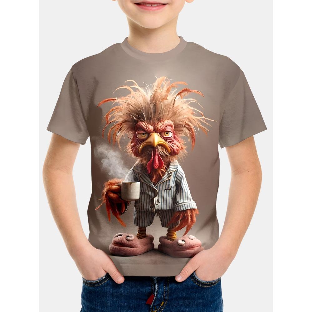 Boys' Summer Fashion 3D Printed T-shirt - Casual and Comfortable, Short Sleeve, TNT Comfortable T-shirt Red Anime Children's