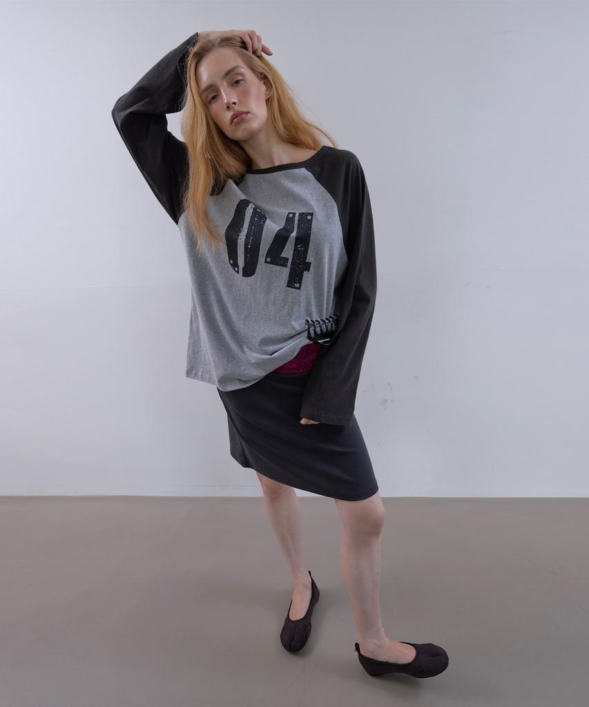 ASURA Collecting 04 Loose Raglan T (Melange Grey+Vintage Black)