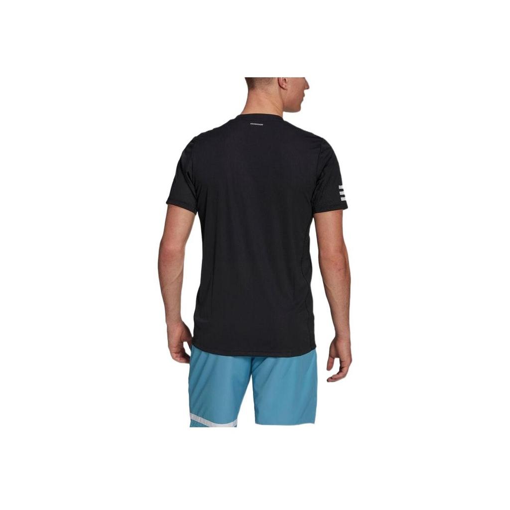 Adidas Striped Crew Neck Logo Print T-Shirt Men Tops Black GL5403