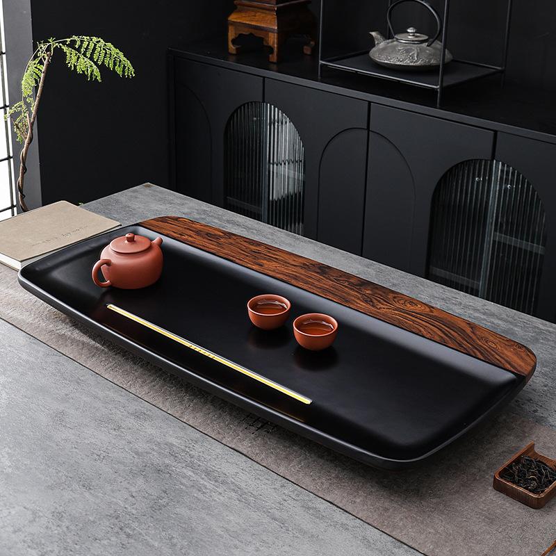 Whole solid wood tea tray New simple living room household rectangular walnut tea table Bakelite tea set