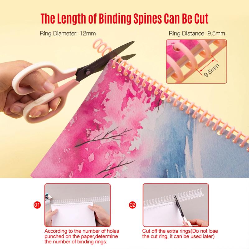 5/10pcs Plastic 30-Hole Loose Leaf Binders Ring Binding Spines Combs 85 Sheets Capacity for DIY Paper Notebook Album