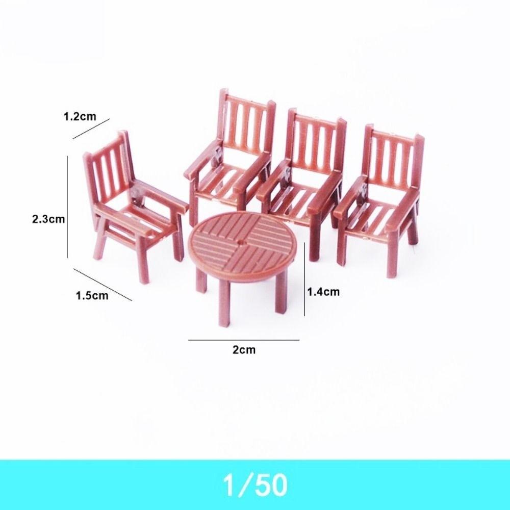 1Set Indoor House Materials 1:30/1:50/1:75 Scale ABS Round Table Chairs