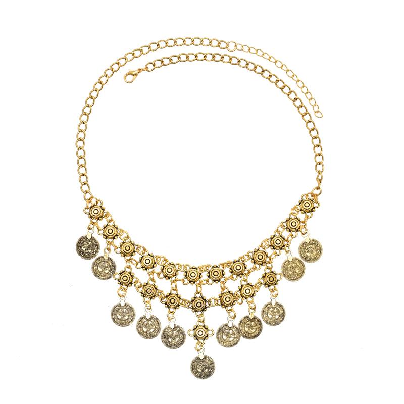 

Винтажная монета Женское ожерелье кисточка Богемные этнические подвески Цепи Чокеры Ожерелья Заявление Цыганские турецкие ожерелья Feminina