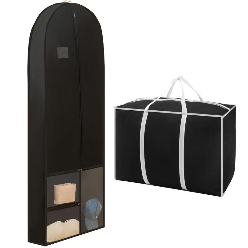 

Long Garment Bag Dustproof Storage Cover With Zipper Non Woven Hanging Clothes Protector For Wedding Dress Suit Gown At Home 1pcs&60x40x180cm