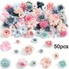 50Pcs Mini Rose Artificial Flowers Heads Fake Flower for Home Decor Wedding Decoration Bride DIY Craft Handmade Gift Accessories