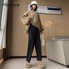 Autumn Winter Women Streetwear Harem Pants High Waist Beige Black Knitting Trousers Casual Loose Simple All-Match Knitted Pants
