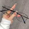 Women's Vintage Square Myopia Glasses Men Business Anti Blue Light Near Sight Eyeglasses Luxury Metal Frame Minus Sight Eyewear