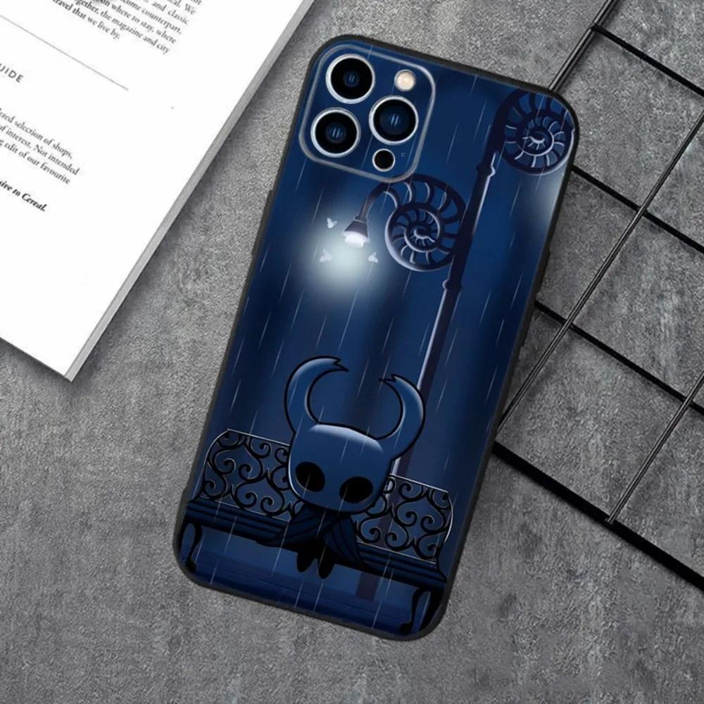 H-Hollow Knight Phone Case For Apple iPhone 15,14,13,12,11,XS,XR,X,8,7,Pro,Max,Plus,mini Silicone Black Cover