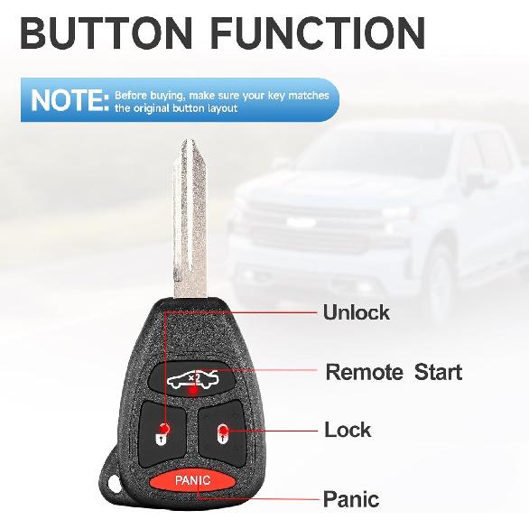 Key Fob Replacement Fits for Chrysler 300 Magnum 2005 2006 2007 Aspen 2005-2009 Charger 2006-2007 Durango 2006-2009 Jeep Commander 2006-2007 Grand