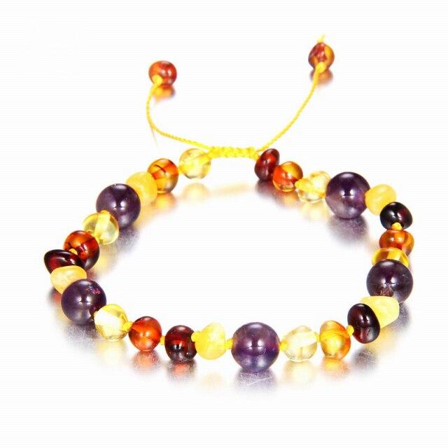 10 Color Baby Adult Amber Bracelet Anklet Natural Amethyst Gems 100 %Genuine Original Adjustable Jewelry