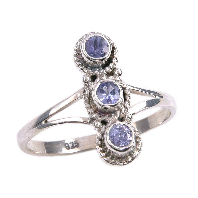 Natural Tanzanite Gemstone 925 Solid Sterling Silver Jewelry Ring Size 9 Q5o80