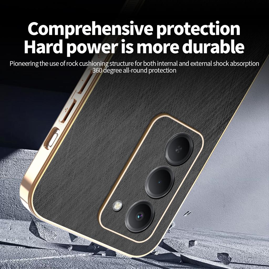 Pro Xiaomi Redmi 15 4G (EU) (171 mm) Pouzdro Elektroplating Hedvábná Textura PU+TPU Kryt Zadní Strany Telefonu