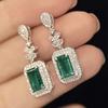 Vintage Luxury with Sparkling Zirconia Synthetic Emerald Large Zircon Pendant Earrings for Women Elegant Zircon Holiday Gifts