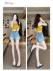 Sweet & Spicy Age-Defying Slim-Fit High-Waisted Denim Shorts with Bowknot Embroidery, Trendy A-Line Summer Straight-Leg Hot Pants for Women