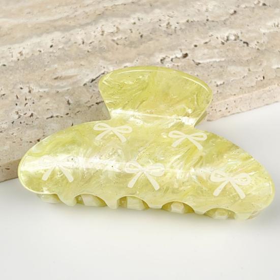 Hair Claw for Women Bow Print Hair Clip Pearlescent Texture Shark Hair Claw