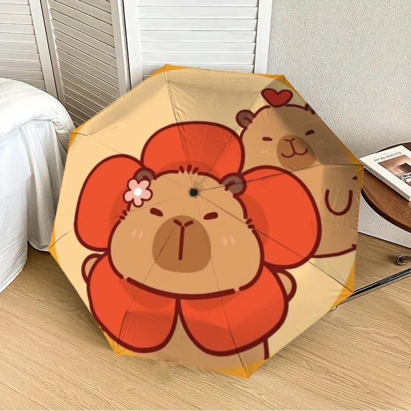 1pc Flower Capybara Automatic Open/Close Umbrella, Folding Compact Umbrella with Lightweight Design for Women/Men yy251011052