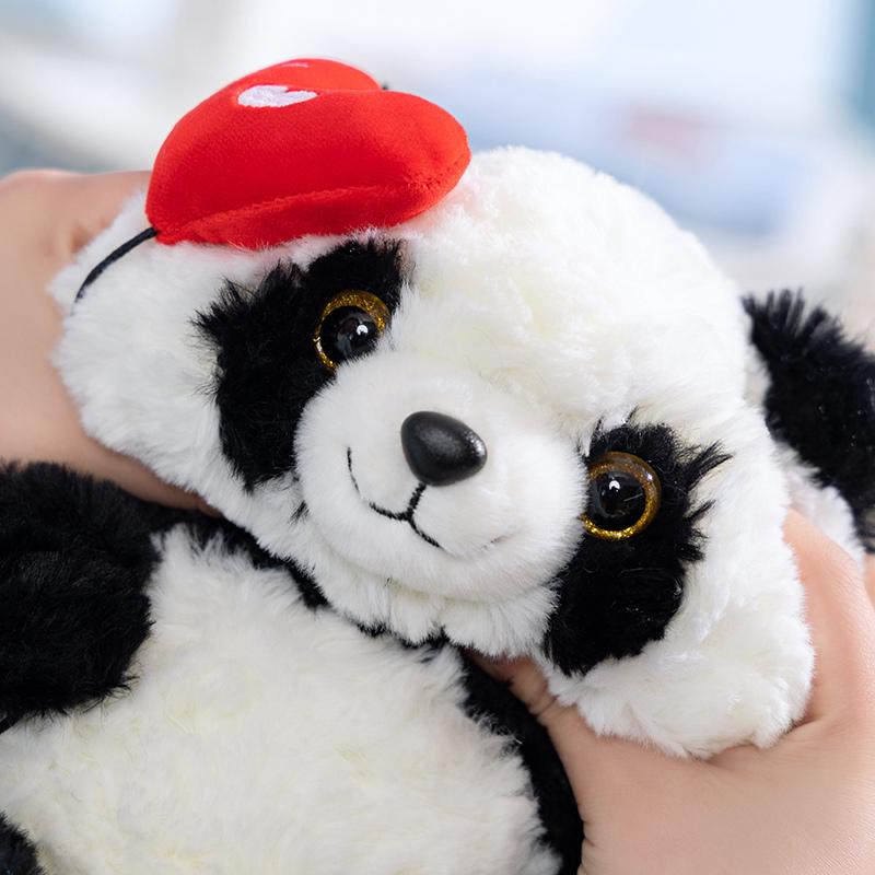 23cm Bambola Panda di Bambù Kawaii Bambola di Peluche Panda Gigante Con Cuore di Rosa Giocattolo Peluche Morbido Giocattolo Cuscino di Peluche Regalo di Compleanno per Ragazza