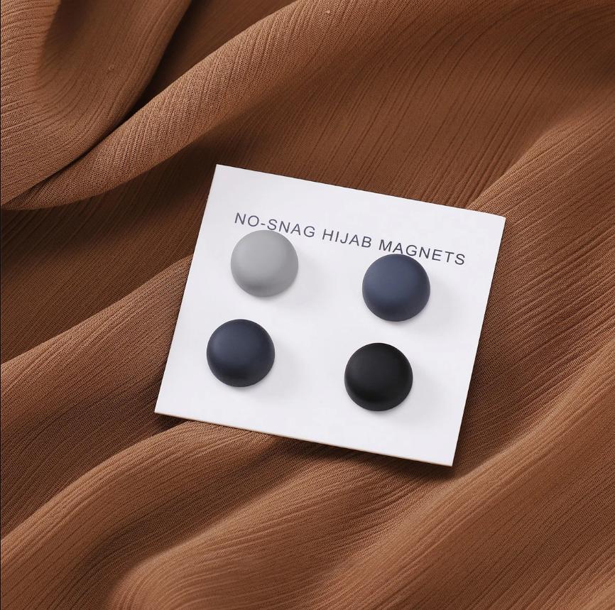 4PCS/Card  Matte Silk Scarf Magnetic Brooch Hijab Round Clips for Women Shawl Muslim Strong Magnetic Button Turban Accessories