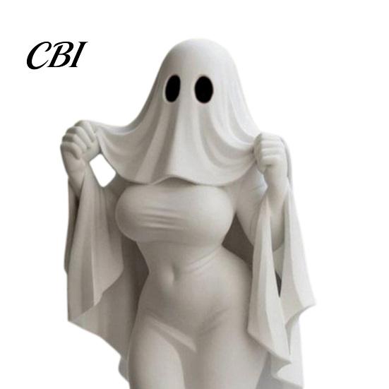 Halloween Decor Figurine Ghost Lady Ornament, Durable PLA 3D Printing Figure, Printed Full of Mystery Collectible, for Desktop Bookshelf Home