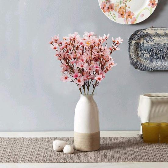 Artificial Peach Blossom Branches Decor No Withering Fake Flowers Silk Spring Faux Flowers Peach Bouquet for Home Living Room Bedroom