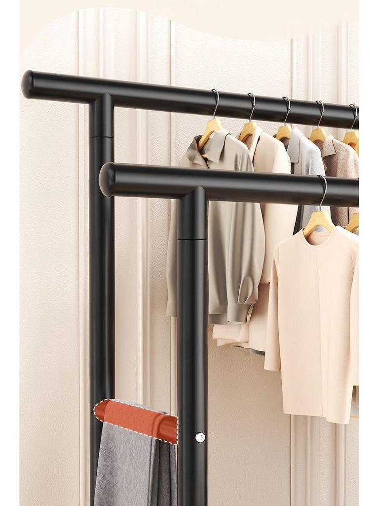 Double Pole Movable Clothes Drying Rack for Bedroom, Balcony, or Outdoor Use