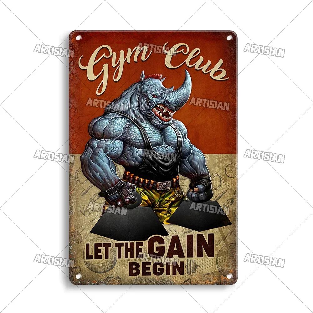 Old Man Gym Club Inspirational Phrase Art Painting Wall Plate Decor Vintage Tin Sign Fitness Garage Room Decoration Metal Signs
