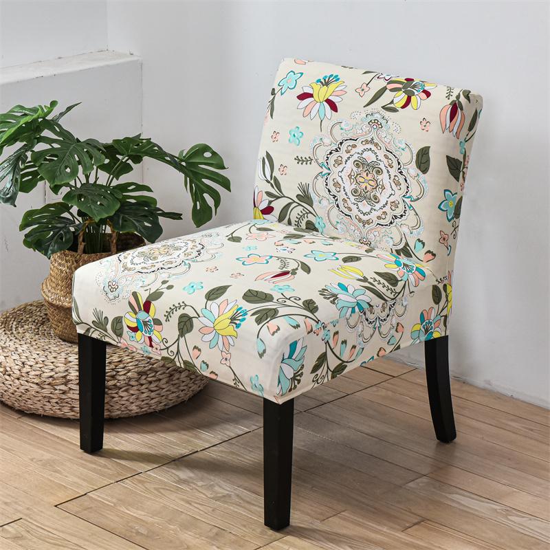 Nordic Flowers Spandex Accent Armless Chair Cover Single Sofa Slipcovers Stretch Chairs Covers Elastic Couch Protector Cover
