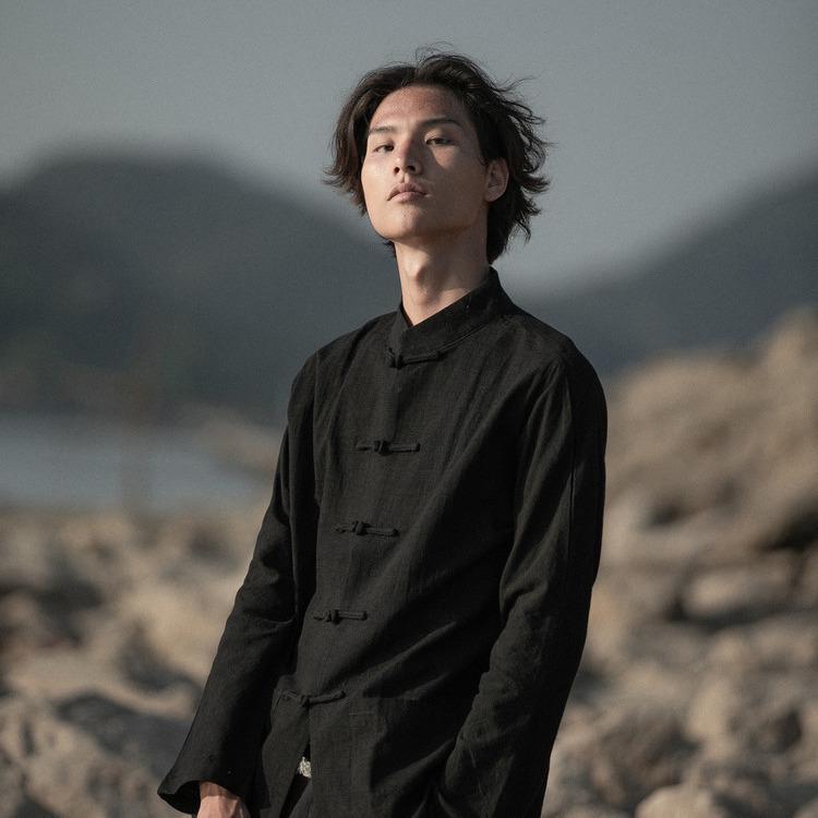 

Мужской пиджак с длинными рукавами из хлопка и льна в стиле Тан - весенний пиджак Чжуншань в стиле ретро в китайском стиле L (120-135 cm)