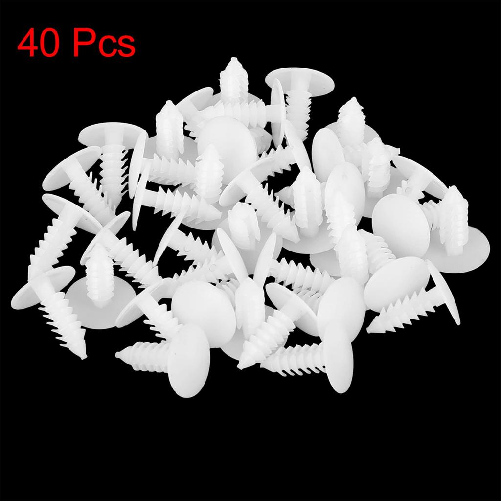 uxcell Bolt Rivet Fasteners 5mm Hole Diameter Plastic Rivet Trim Panel Fixing Clips White for Car 40pcs