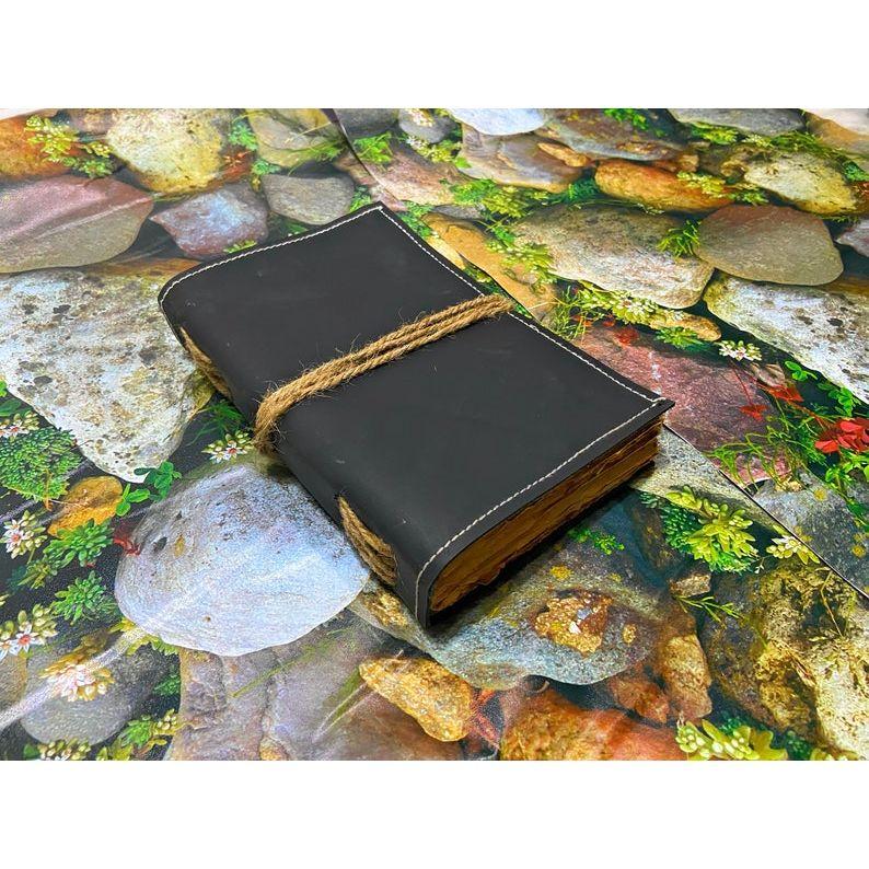 Leather Journal, Vintage Look Bound Journal - Handmade Antique Deckle Edge Paper, Grimoire Journal, Personal Journal For Sketching,