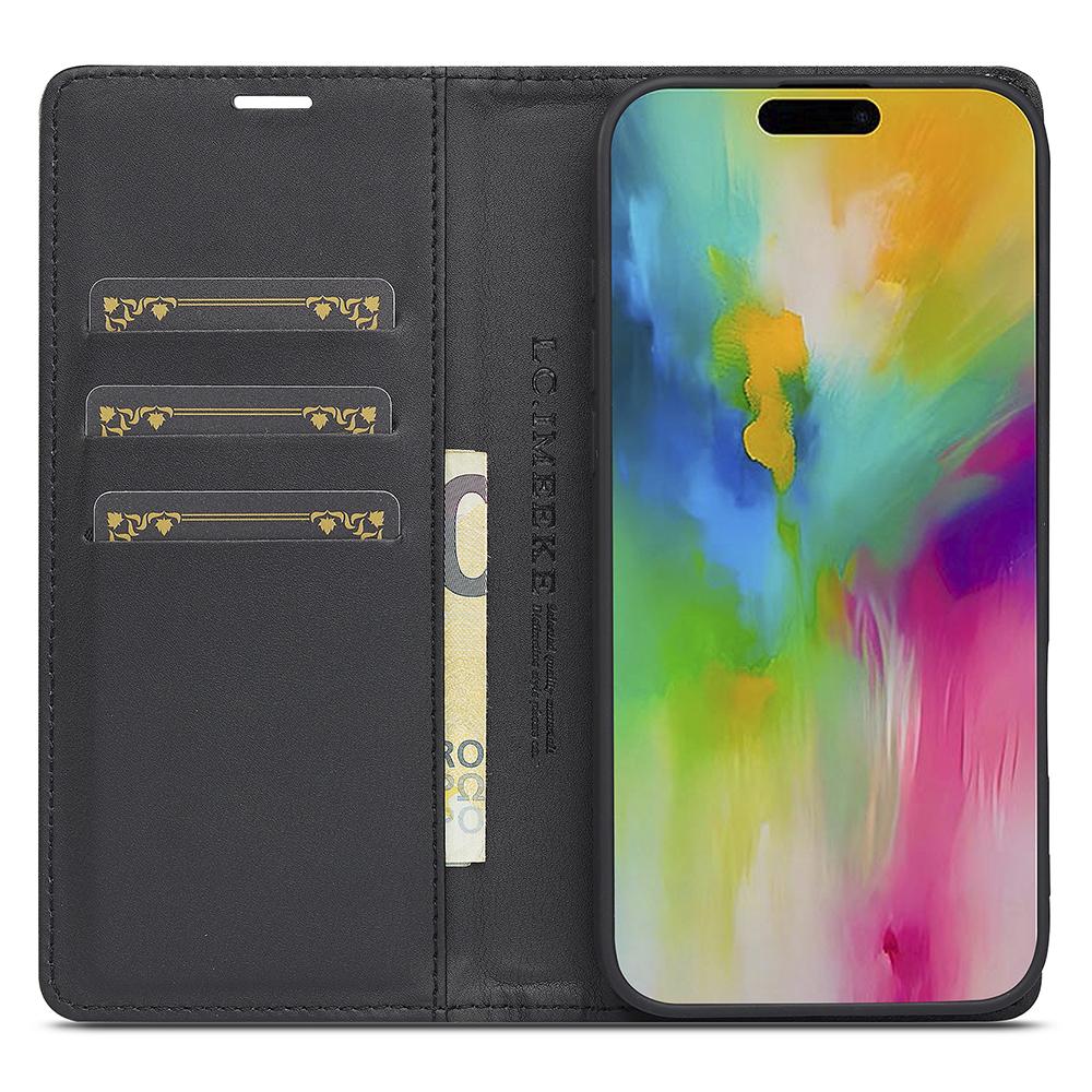 LC.IMEEKE For iPhone 17 Wallet Case Carbon Fiber Texture Leather Phone Cover