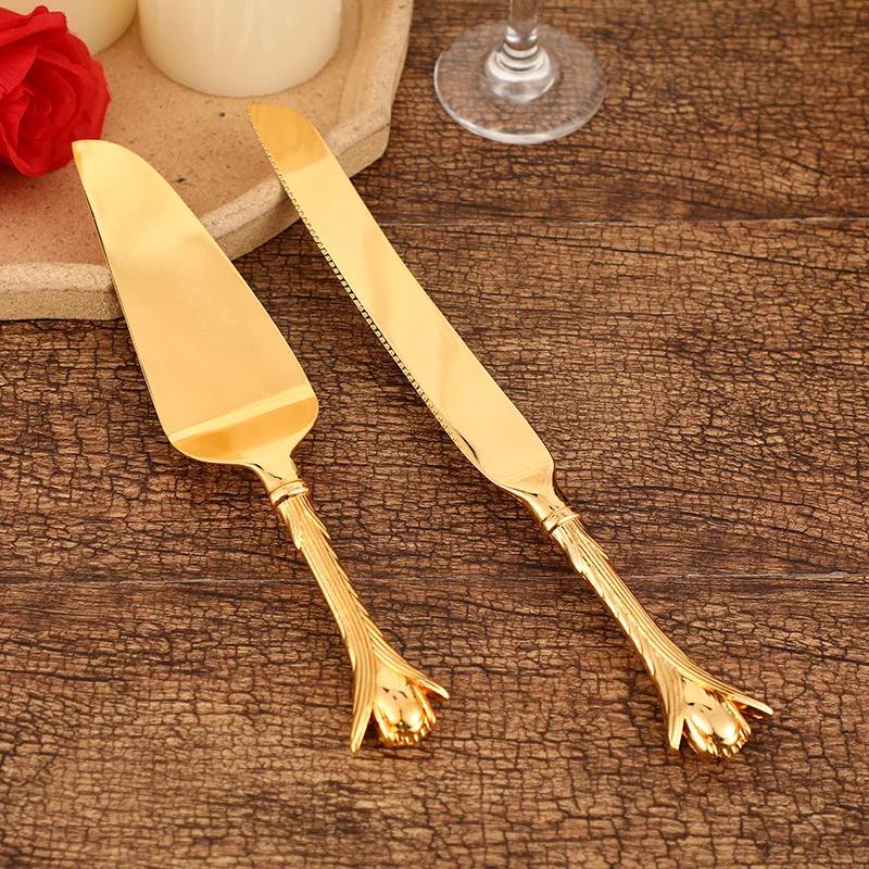 2Pcs Wedding Cake Knife and Shovel Pizza Bread Knife Wedding Supplies Cake Knife Triangle Bread Shovel Baking Tools