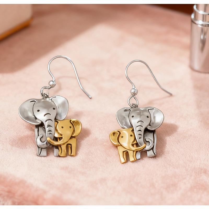 Новые модные универсальные серьги из сплава  слониха и слоненок  подходят для повседневной простоты