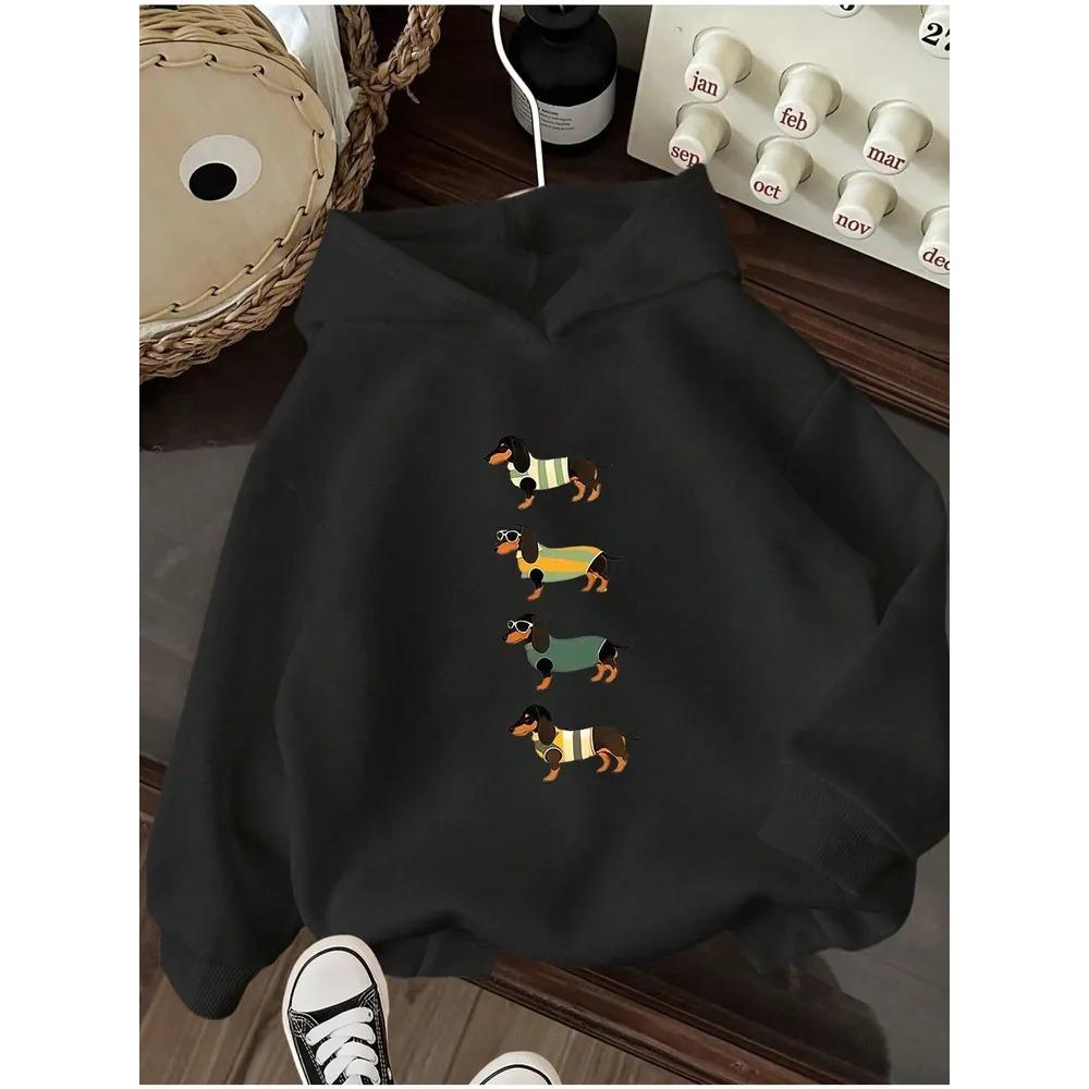 Autumn Winter Long Sleeved Cartoon Fun Litter Dog Printed Hoodie Fashionable Comfortable Warm Pullover Sports Casual Children's Hoodie