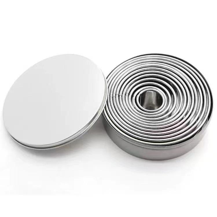 12-Piece Stainless Steel Cake and Mousse Ring Mold Set for Baking and Dumplings