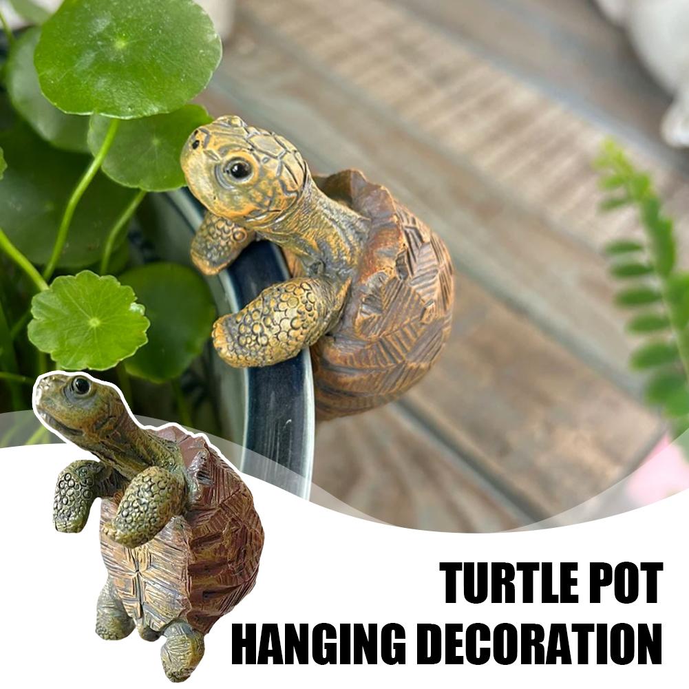 Tortoise Figure Plant Pot Hanger, Resin Hanging Turtle Statue Plant Decorations Cute Turtle Statue Figurines Planter Pot Hangers