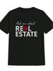 Casual Short Sleeve T-shirt - Black Real Estate Graphic Tee with Red House Icon & "Ask Me About Real Estate" Print