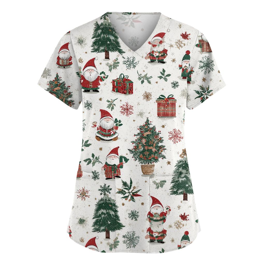 Mote V-hals Kortermet Jumpsuit for kvinner med Lommer Trykte Topper Klær