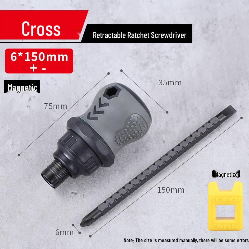 Compact Mini Two-Way Screwdriver: Short Handle, Interchangeable Phillips, Slotted, Torx Heads