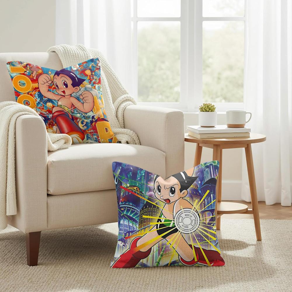 Anime Comic AAstro Boy Cushion Cover Natural Linen Organic Fabric DoubleSided Printing Couch Pillow Covers Home Decor