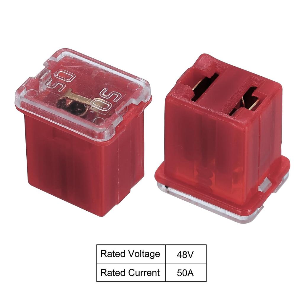 uxcell Car Cartridge Fuse 48V 50A Female Terminal J Case Box Low Profile for Car Traffic Red 5 Pcs