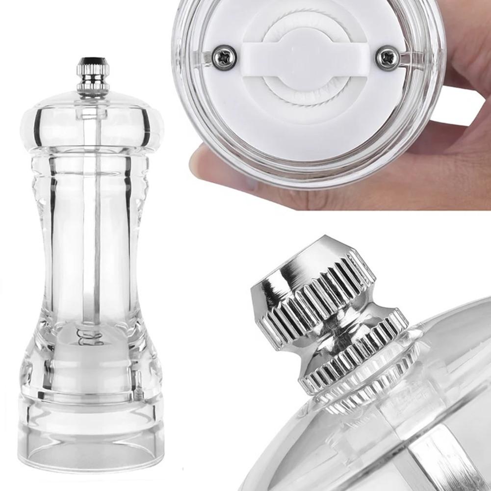 2pcs Pepper Mill And Salt Shaker Set Clear Acrylic Salt And Pepper Mill Adjustable Coarseness For Kitchen Dining Table Picnic