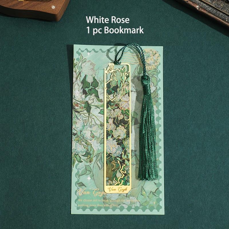 1 buc. Semn de carte din metal cu pictură florală retro Semn de carte din metal cu ciucuri pentru clubul de carte, scriitori, iubitori de cărți, studenți